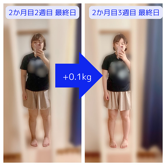 腸活サプリ「畑のサプリ.hel」を飲み始めて2か月目2週目最終日と2カ月目3週目最終日の比較