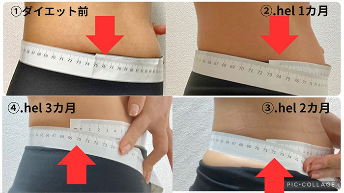 .hel（ドットヘル）3カ月間のウエスト変化。3カ月でマイナス6cm