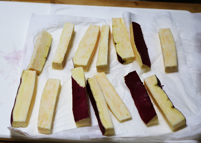 さつまいもの水分を取る