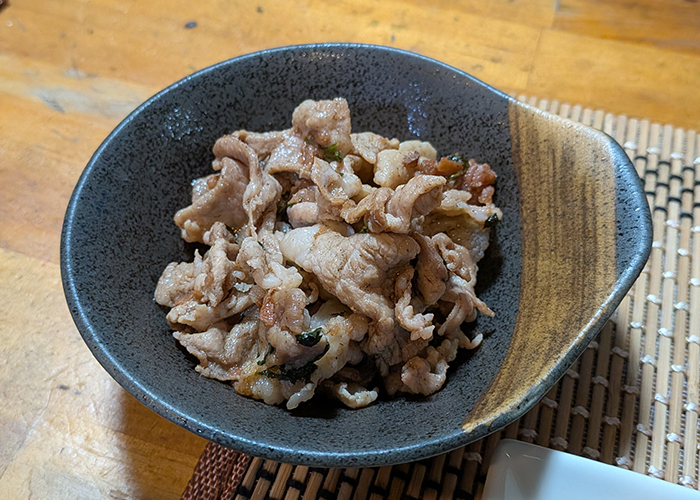 五島・きんぎょの「豚肉の梅じそ和え」